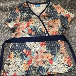 Barco Navy embroidered Large scrub top